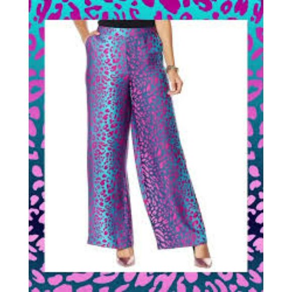 IMAN WOMEN'S BOHO CHIC PRINTED WIDE LEG PANTS WITH POCKETS Medium - Picture 1 of 1